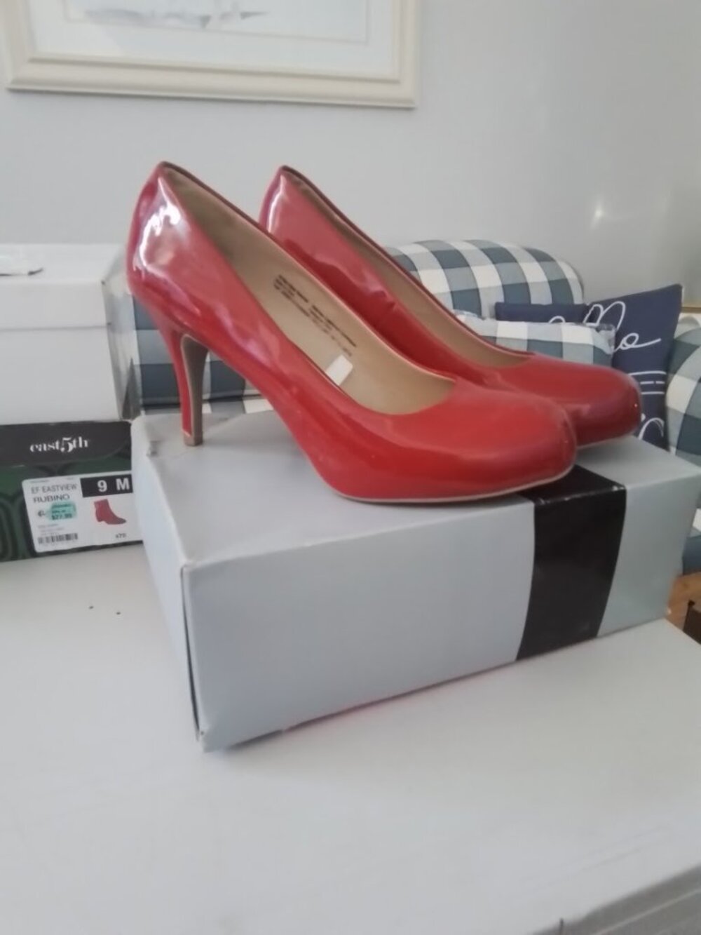 Mossino Patent Red High Heel Shoes Size 11